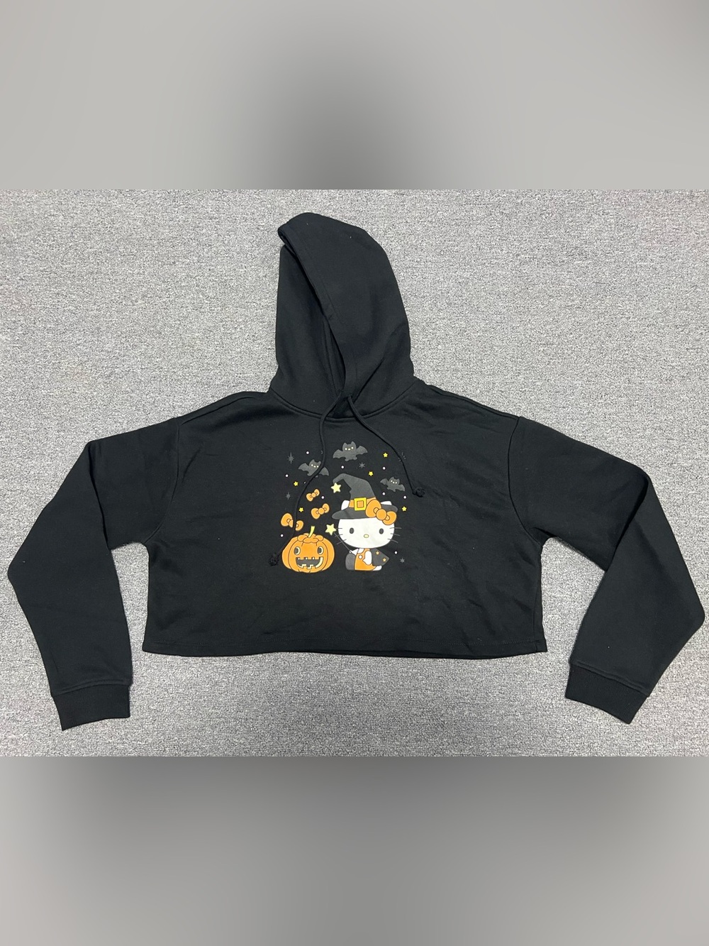 Hello Kitty Black Halloween Cropped Hoodie Adult S